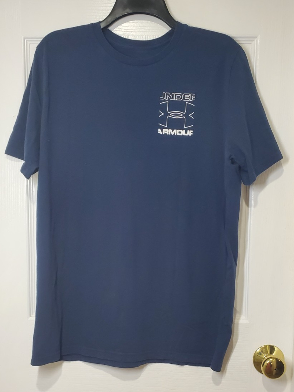 Under Armour Logo Shirt Mens Large Blue HeatGear Short Sleeve Graphic Tee